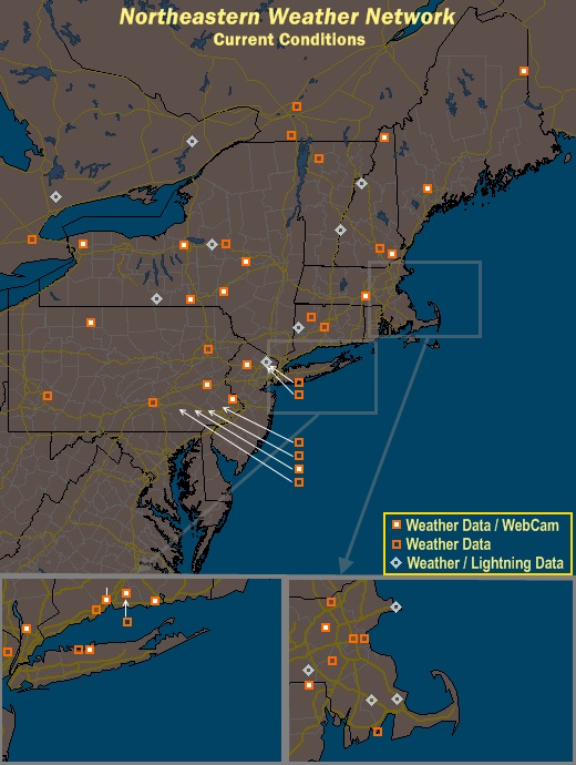 Mesomap of Northeastern Weather Network Stations
